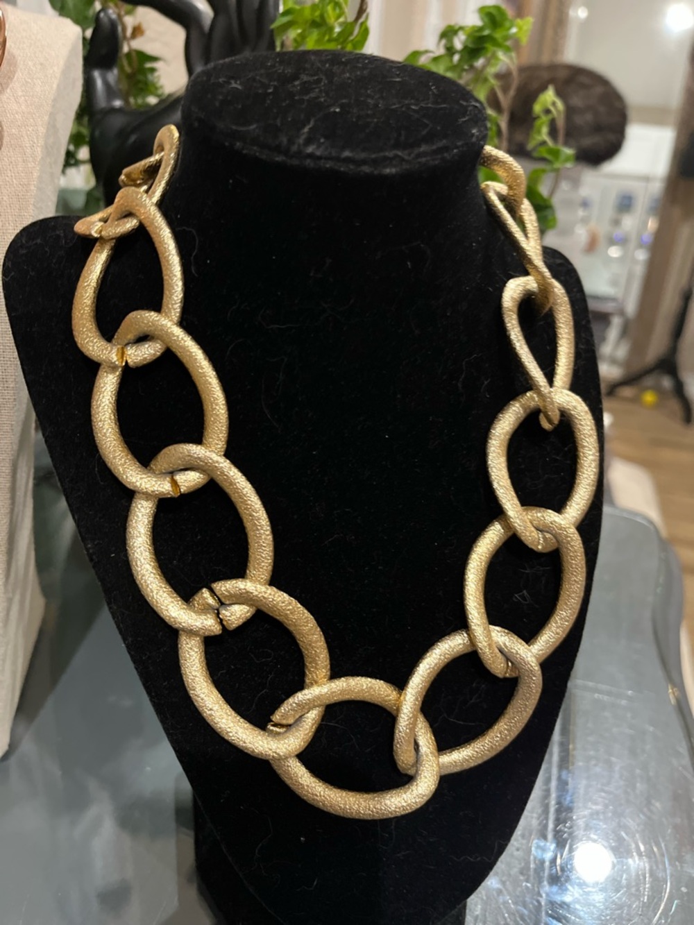 N347 Gold Link Statement Necklace UNISEX - Picture 4 of 4